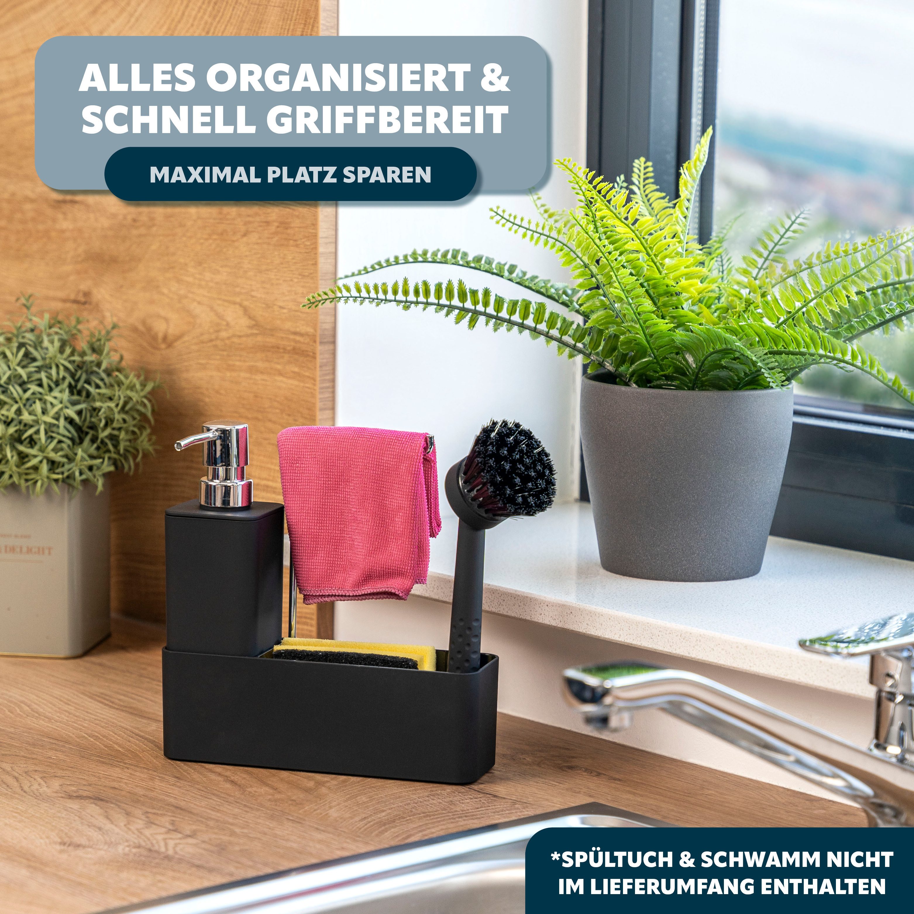 eluno Seifenspender Spülbecken Organizer, Seifenspender, schwarz