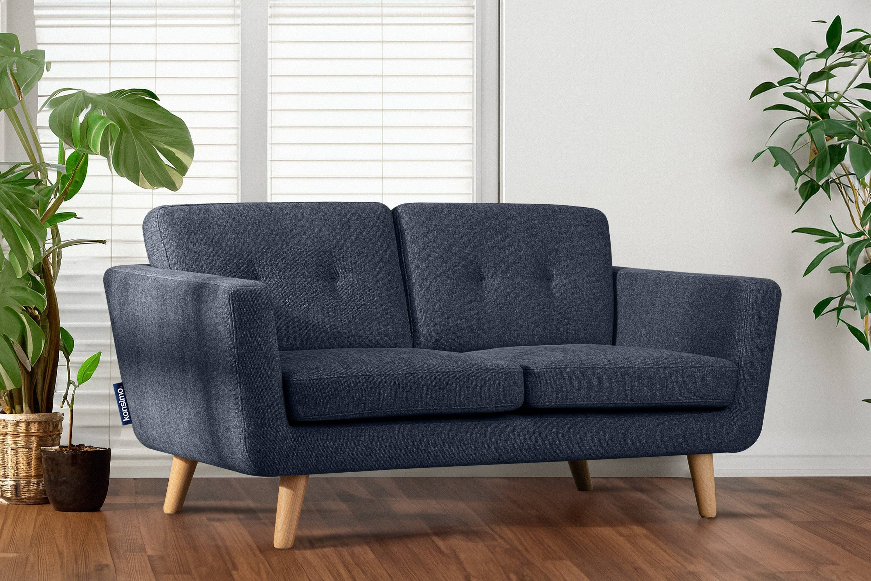 Sofa mit den der Rückenkissen Personen, TAGIO marineblau EU, Konsimo hergestellt 2 Steppung auf II 2-Sitzer in