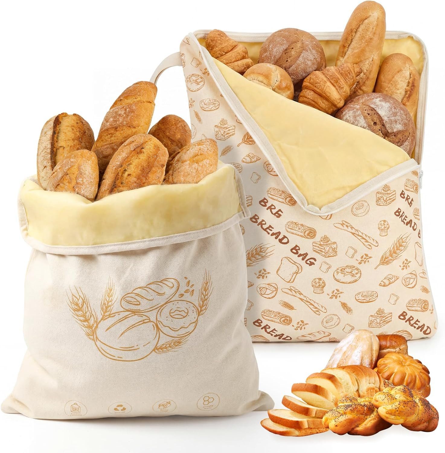 Agger Brottasche 2 Stück Bienenwachs Brotbeutel, wiederverwendbare mit L-Reißverschluss, (2-tlg)