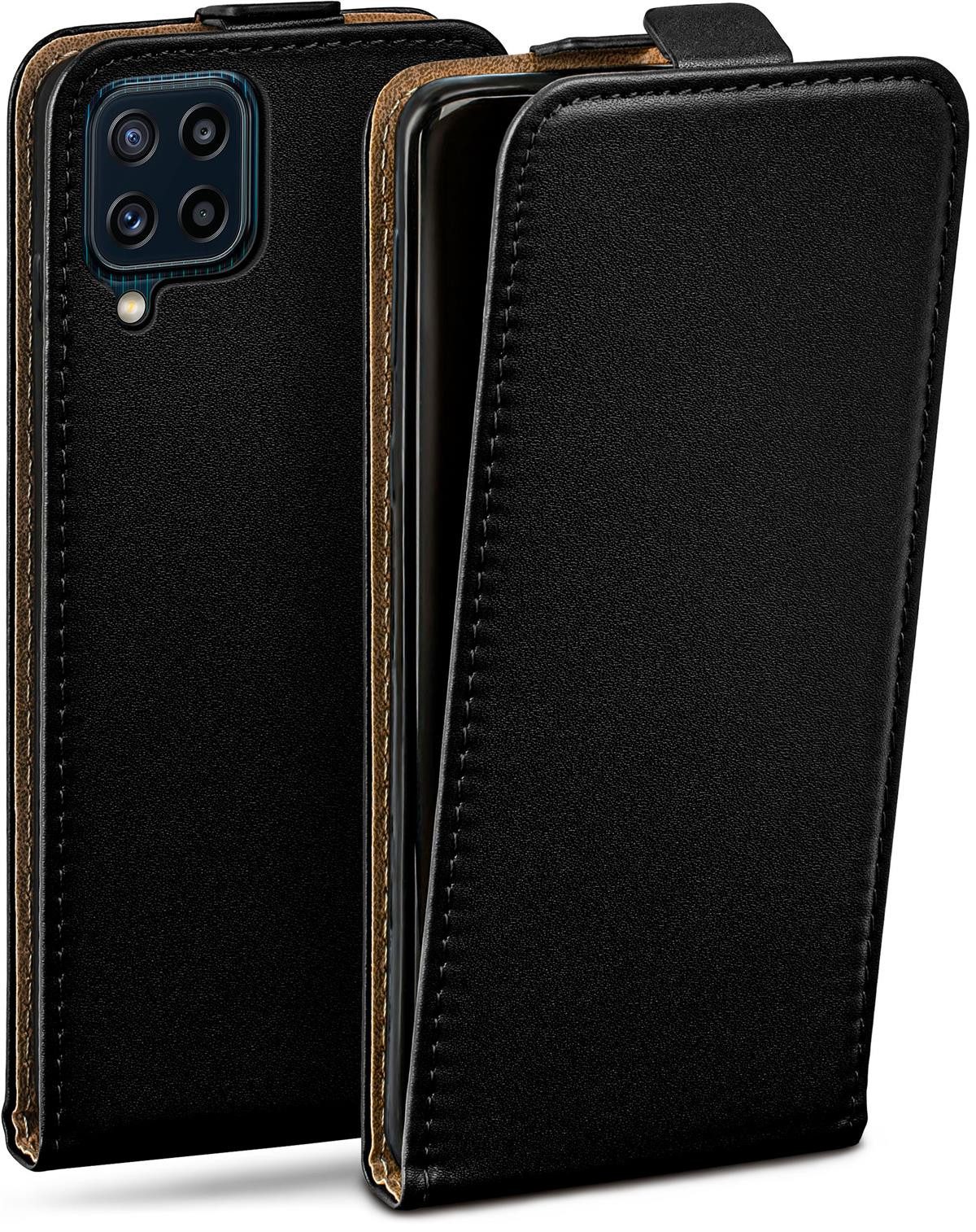 moex Handyhülle für Samsung Galaxy M32 Hülle Klappbar Flip Case Schwarz 6,4 Zoll, 360 Grad Schutz Handytasche Leder Optik PU Lederhülle Cover Klapphülle