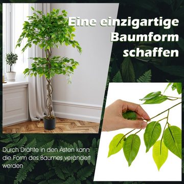 Kunstbaum Ficus Benjamin, COSTWAY, Höhe 150 cm, mit 882 Blättern & Holzstamm