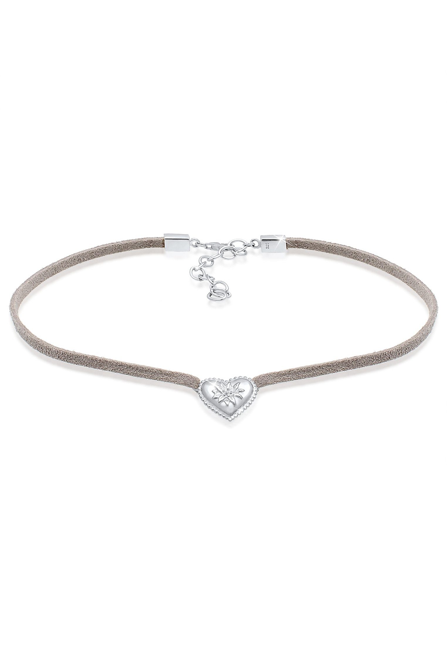Elli Choker Choker Leder Herz Edelweiss Tracht 925 Sterling Silber