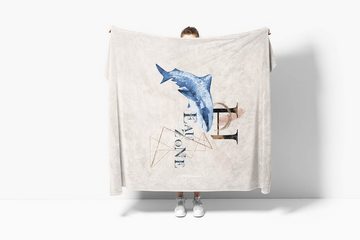 Sinus Art Handtücher Handtuch Strandhandtuch Saunatuch Kuscheldecke Kunstvoll Ozean Hai Motiv, Baumwolle-Polyester-Mix (1-St), Handtuch