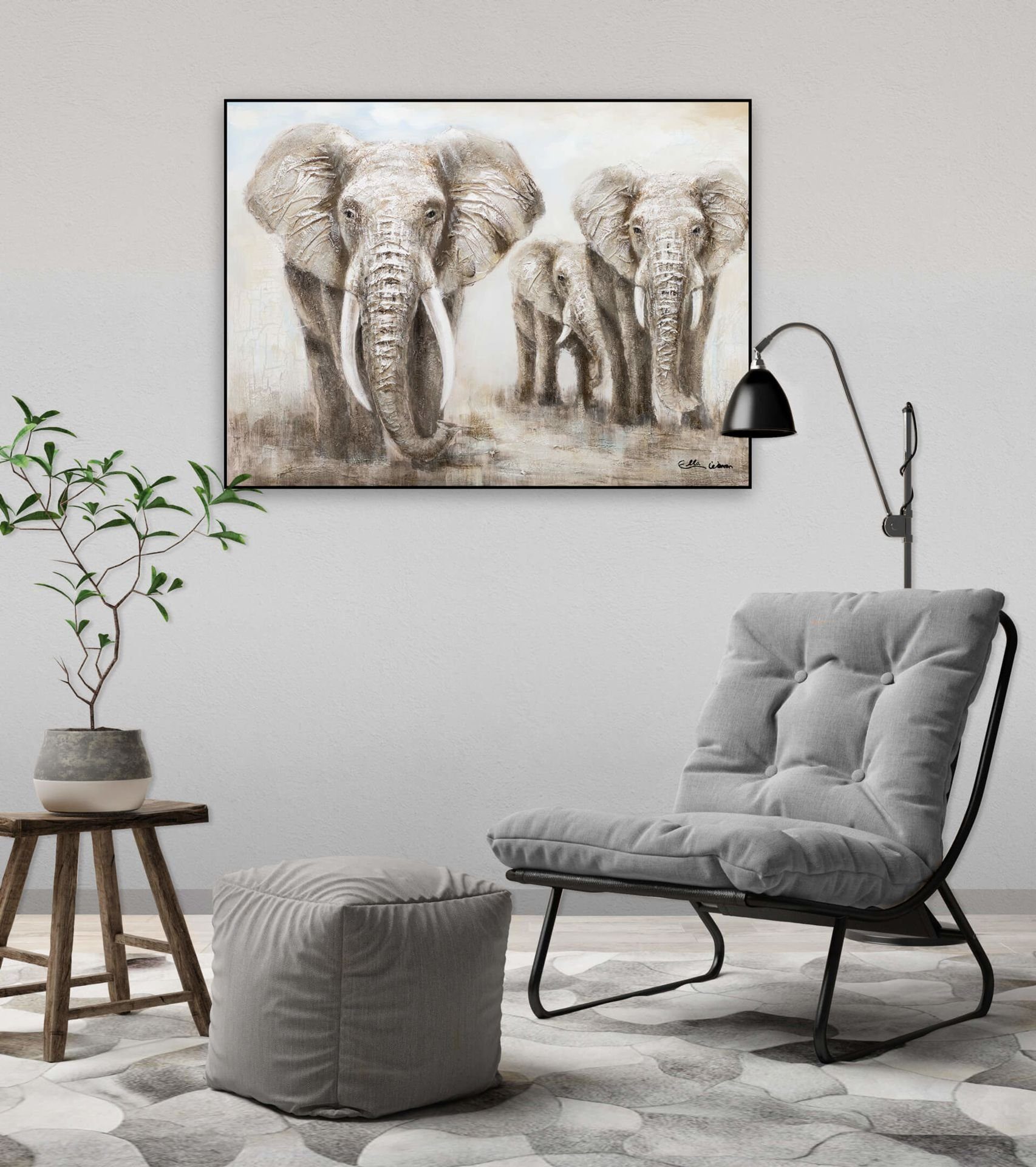 KUNSTLOFT Gemälde Big Family 100x75 Wandbild Leinwandbild cm, HANDGEMALT Wohnzimmer 100