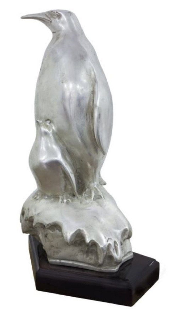 Casa Silber Kind x - Pinguin Padrino 15 mit Skulptur cm Luxus x Dekofigur Bronzefigur Schwarz 22 33 Mutter H. /