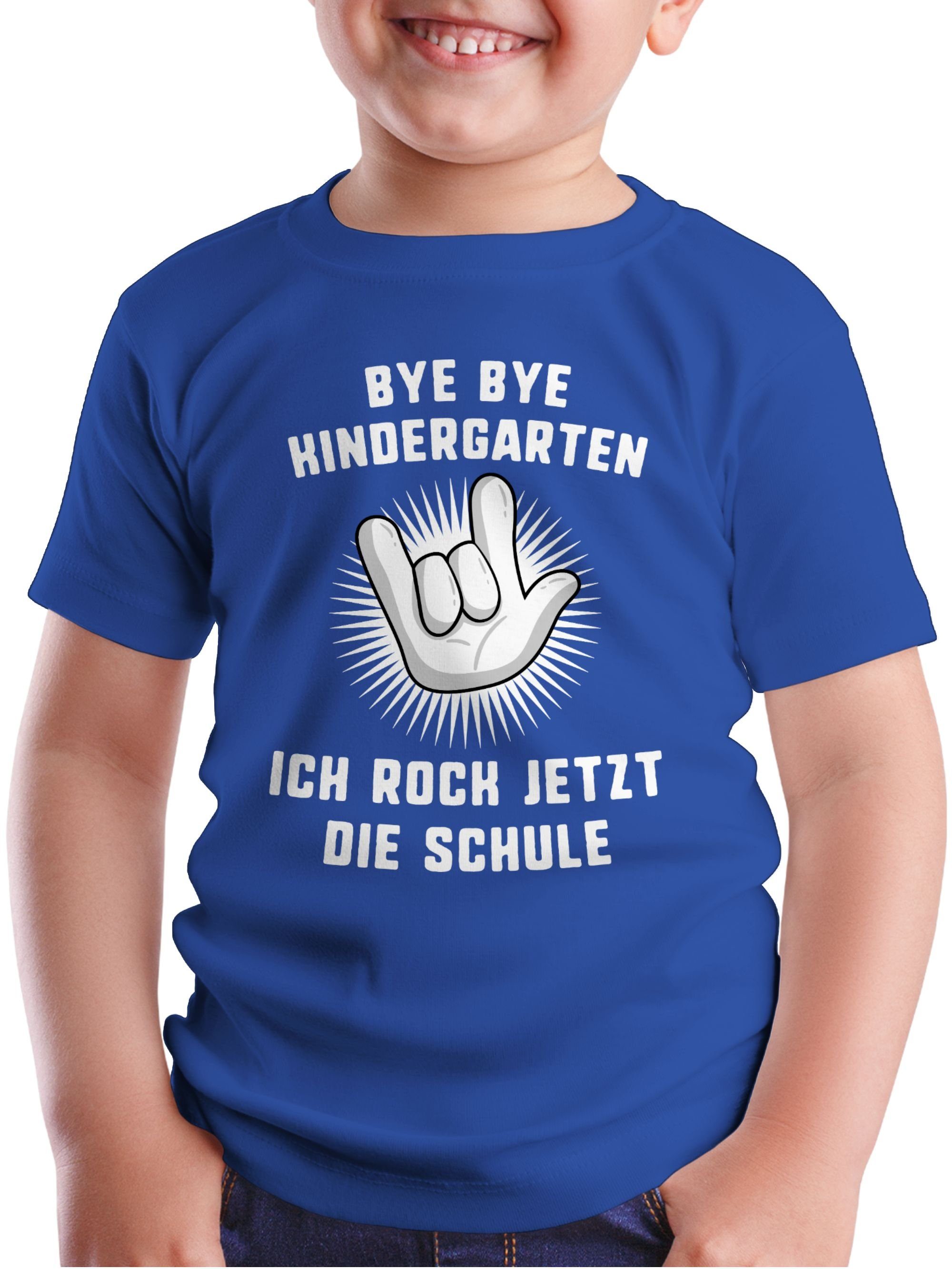T-Shirt Geschenke Shirtracer Junge Ich Bye 2 Schulanfang Bye Einschulung jetzt die Hand Kindergarten Royalblau rock Schule