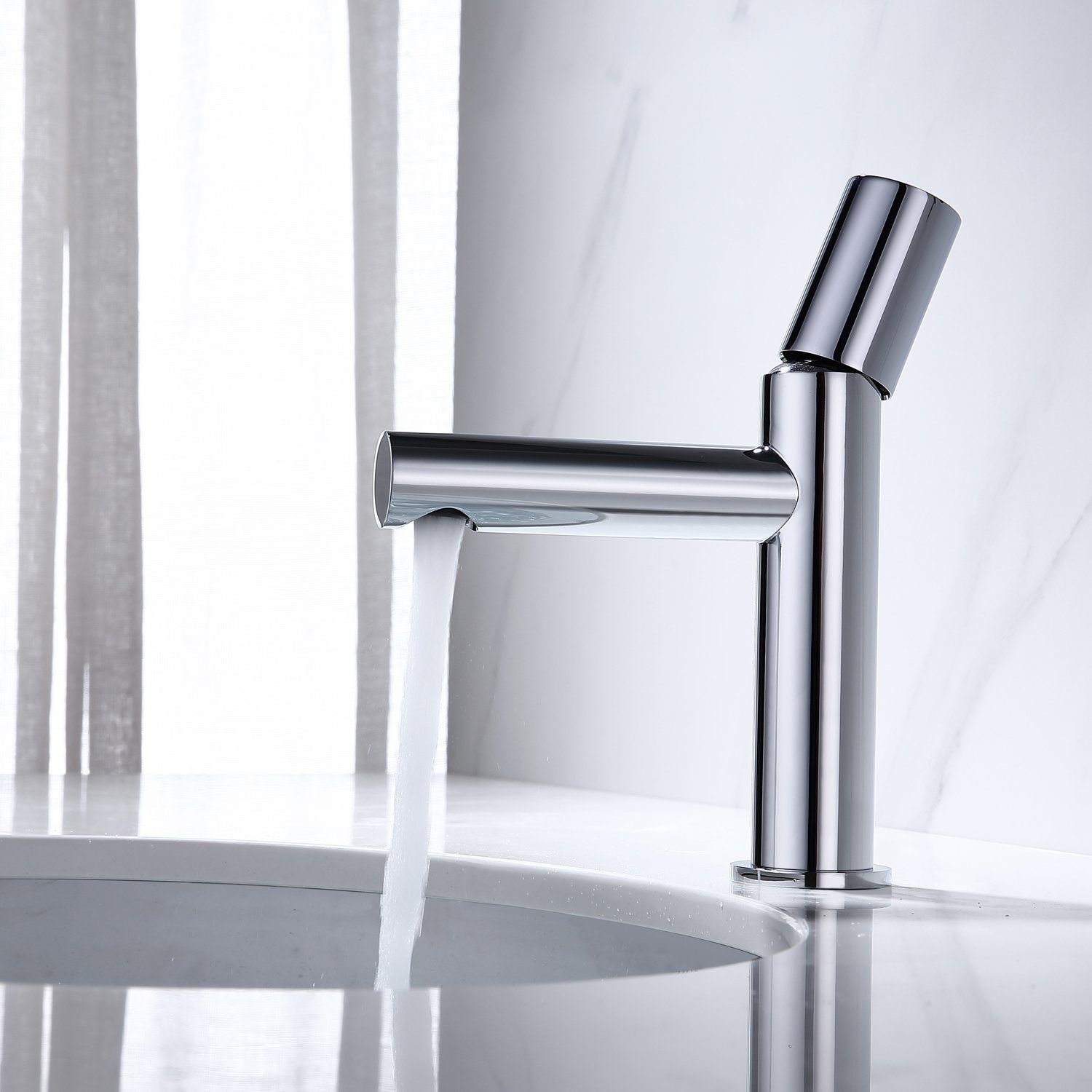 WISTUM Waschtischarmatur Armatur waschbecken,waschtischarmatur,badezimmer armatur (wasserhahn, wasserhahn bad) Einhebel-Waschtischmischer aus Messing chrom matt schwarz