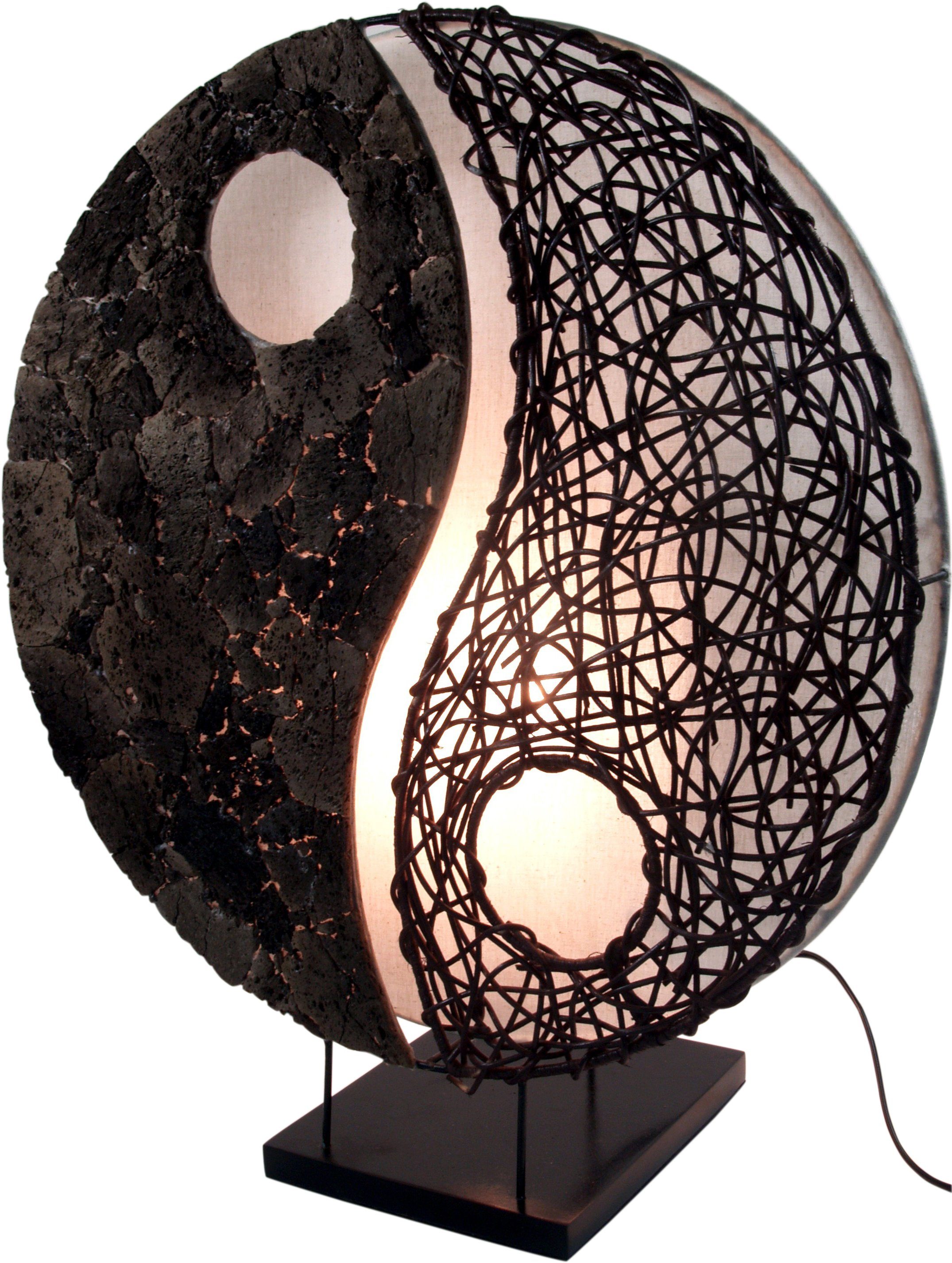 Modell in aus.., Yin & Yang Guru-Shop nicht Tischleuchte Bali handgemacht Stein Leuchtmittel Tischlampe, inklusive