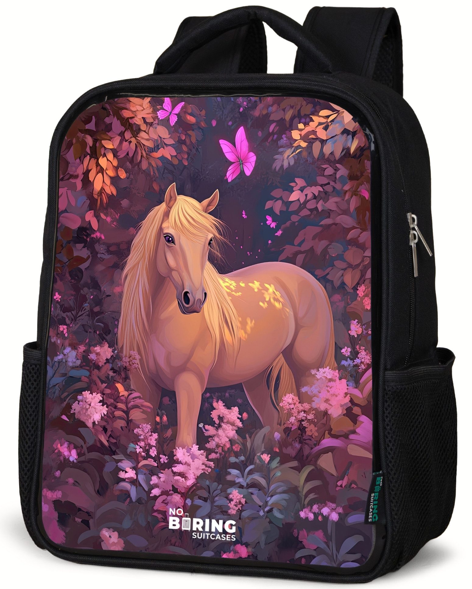 Rucksack Pferd - Blumen - Lila - Schmetterling