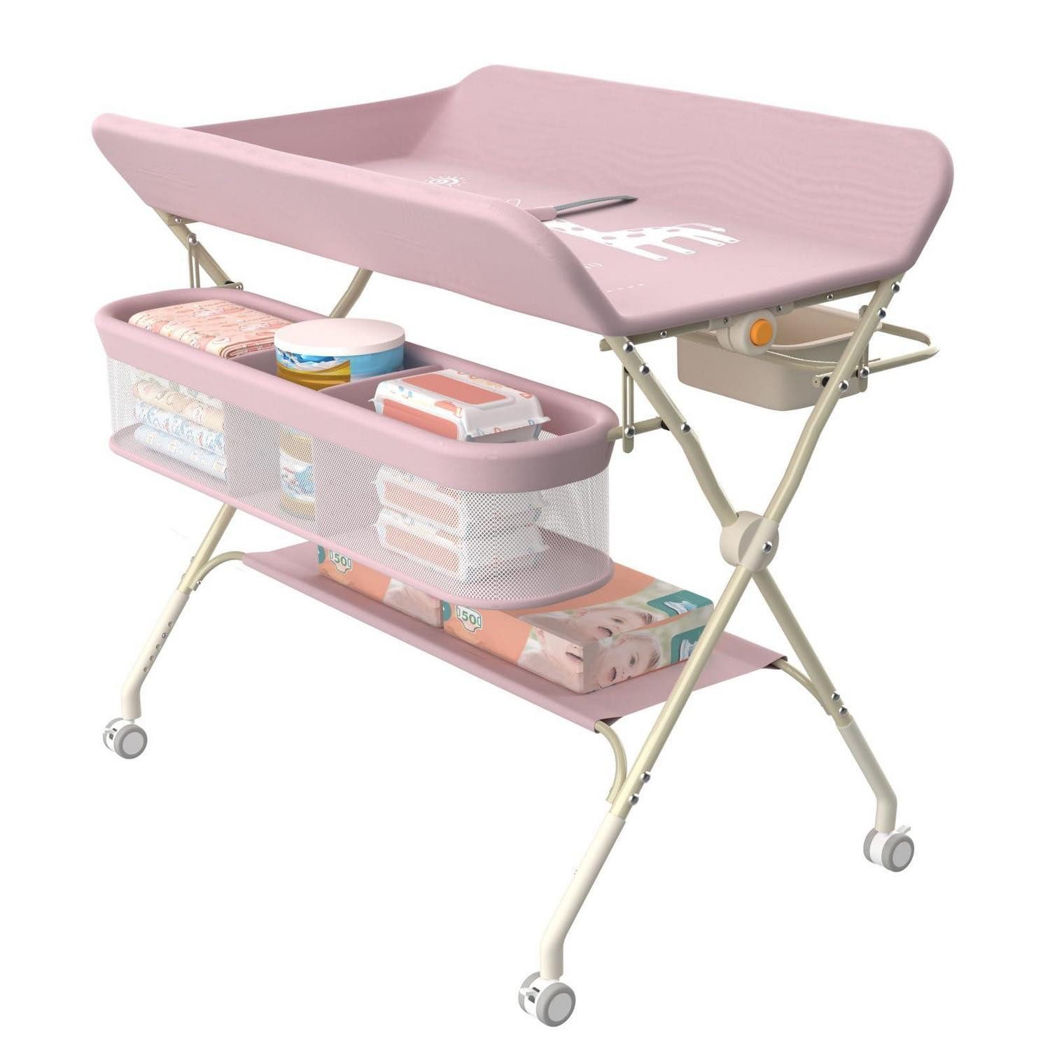 LuxusKollektion Wickeltasche Wickeltisch höhenverstellbar Rosa