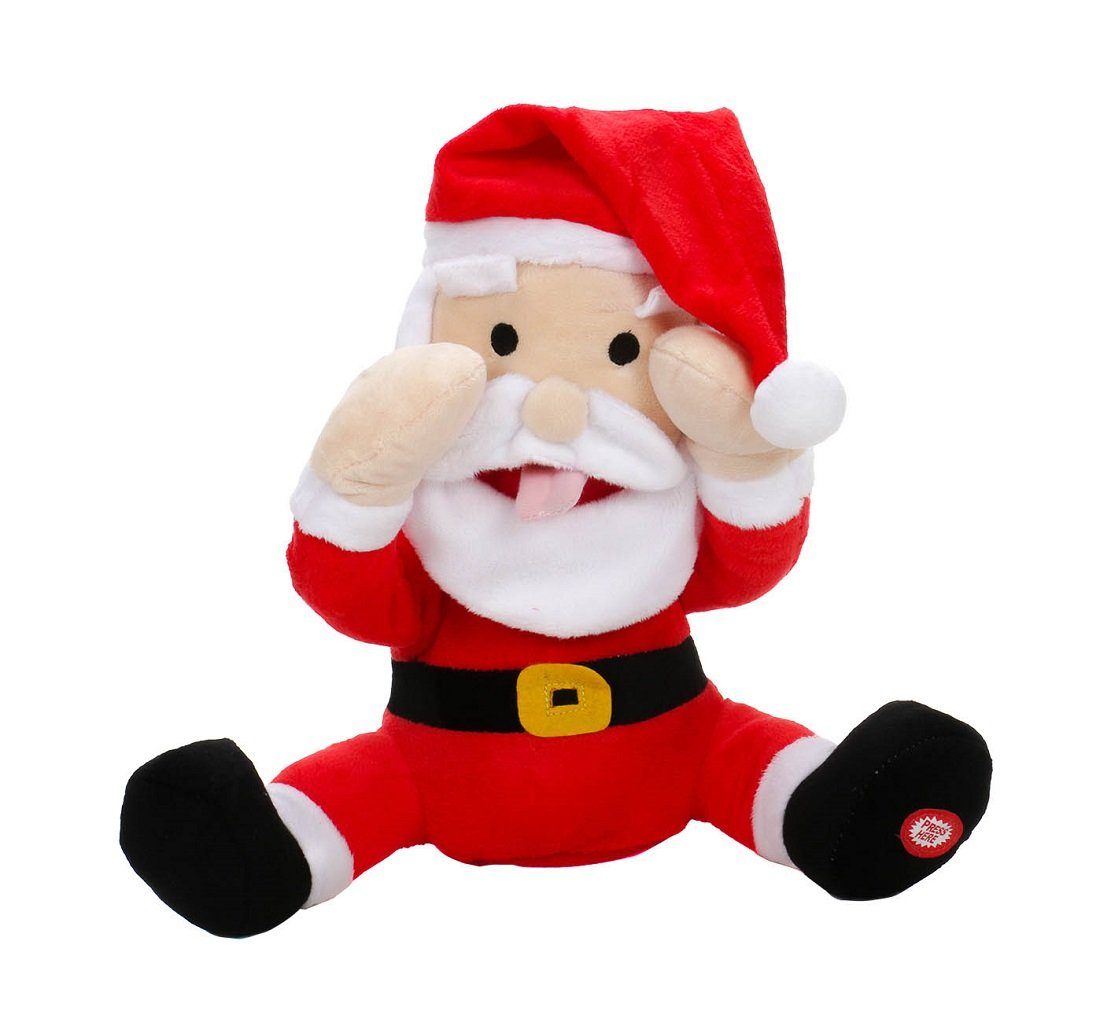 (Weihnachtsmann Knopfdruck rausgestreckter Lustige Musik Ton, Weihnachtsmann Bubble-Store Augen Hände während Weihnachtsfigur mit gehen), Bells Wackelzunge, Bewegung Weihnachtsfigur zurück und Figur spielt auf die mit mit vor Jingle die und