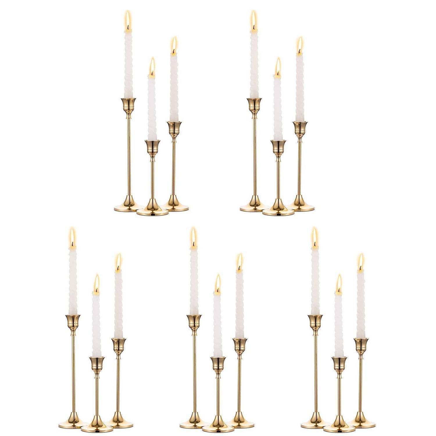 LuxusKollektion Kerzenständer Kerzenständer Set Messing Gold 15er (15 St)