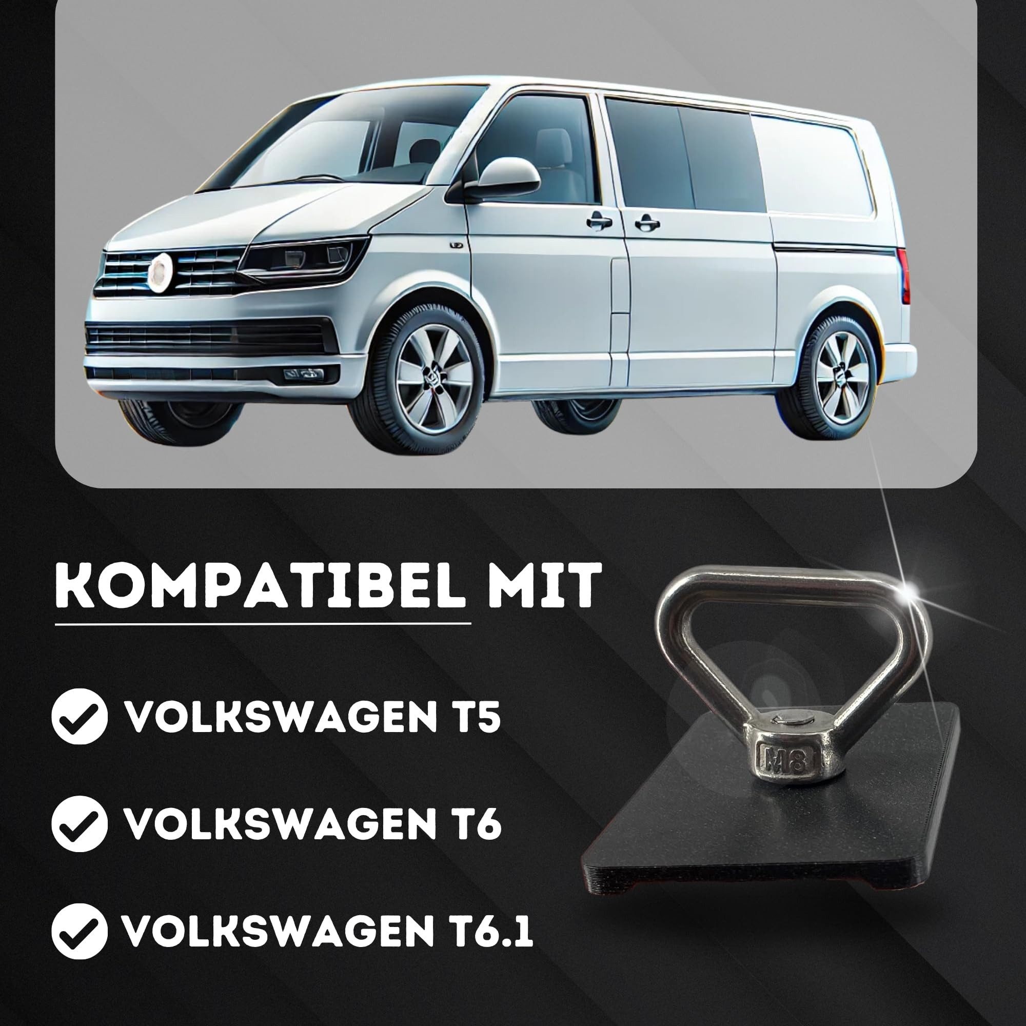TronicXL Öse 4 Zurrösen 4 Platten kompatibel mit VW T5 T6 T6.1 Ladungssicherung