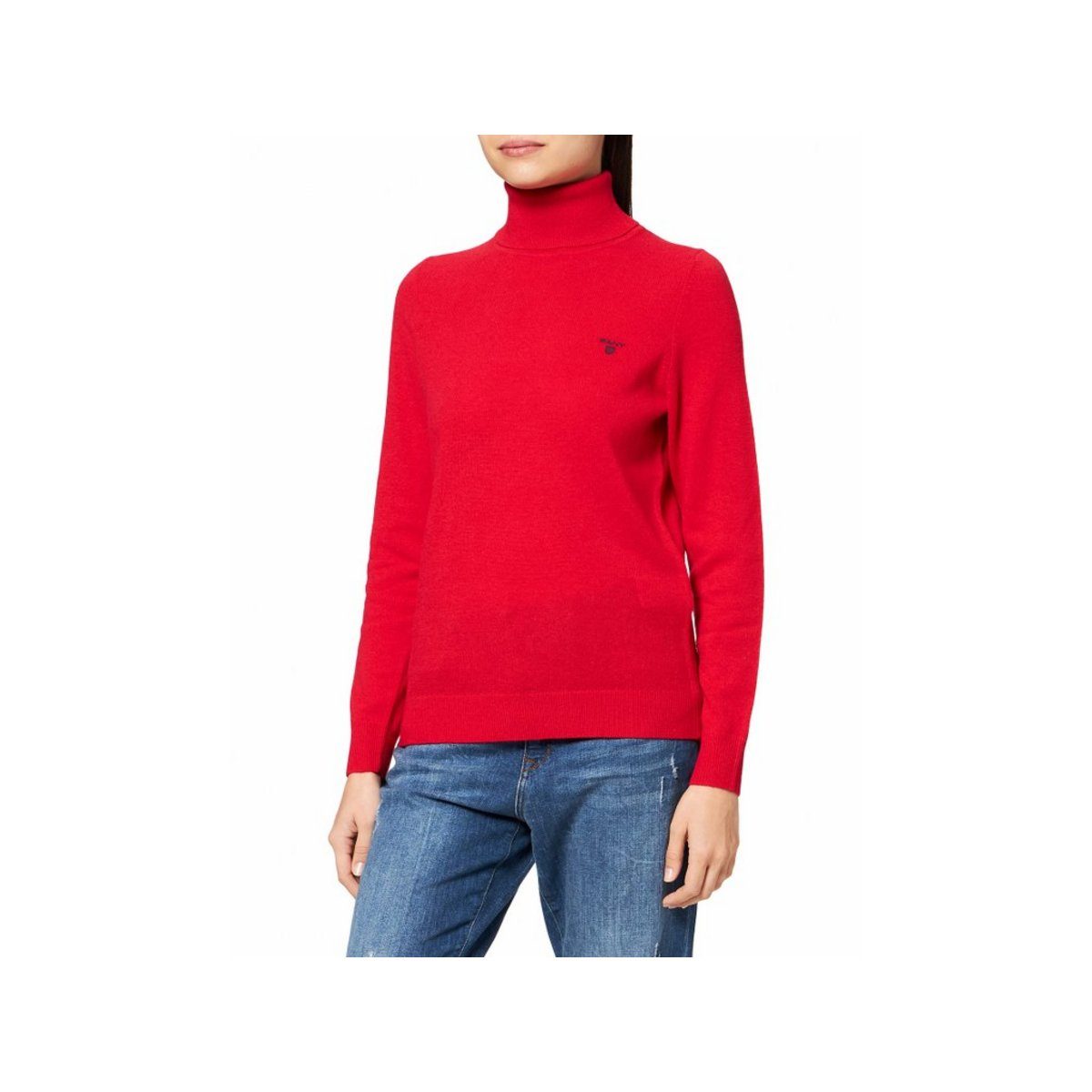 Longpullover Rollkragenpullover für Damen in rot