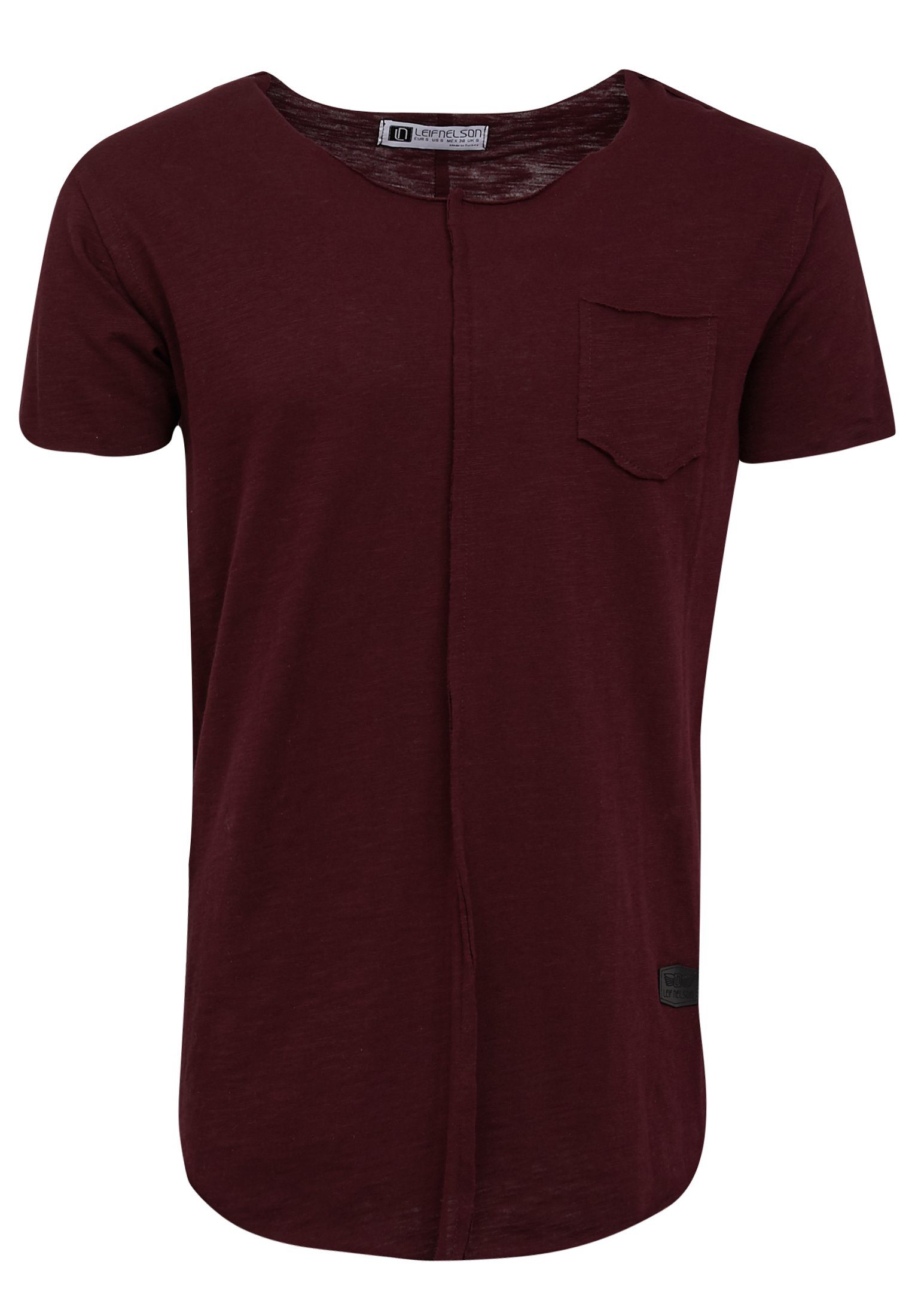 Herren Leif T-Shirt burgund LN-6288 Rundhals T-Shirt Nelson