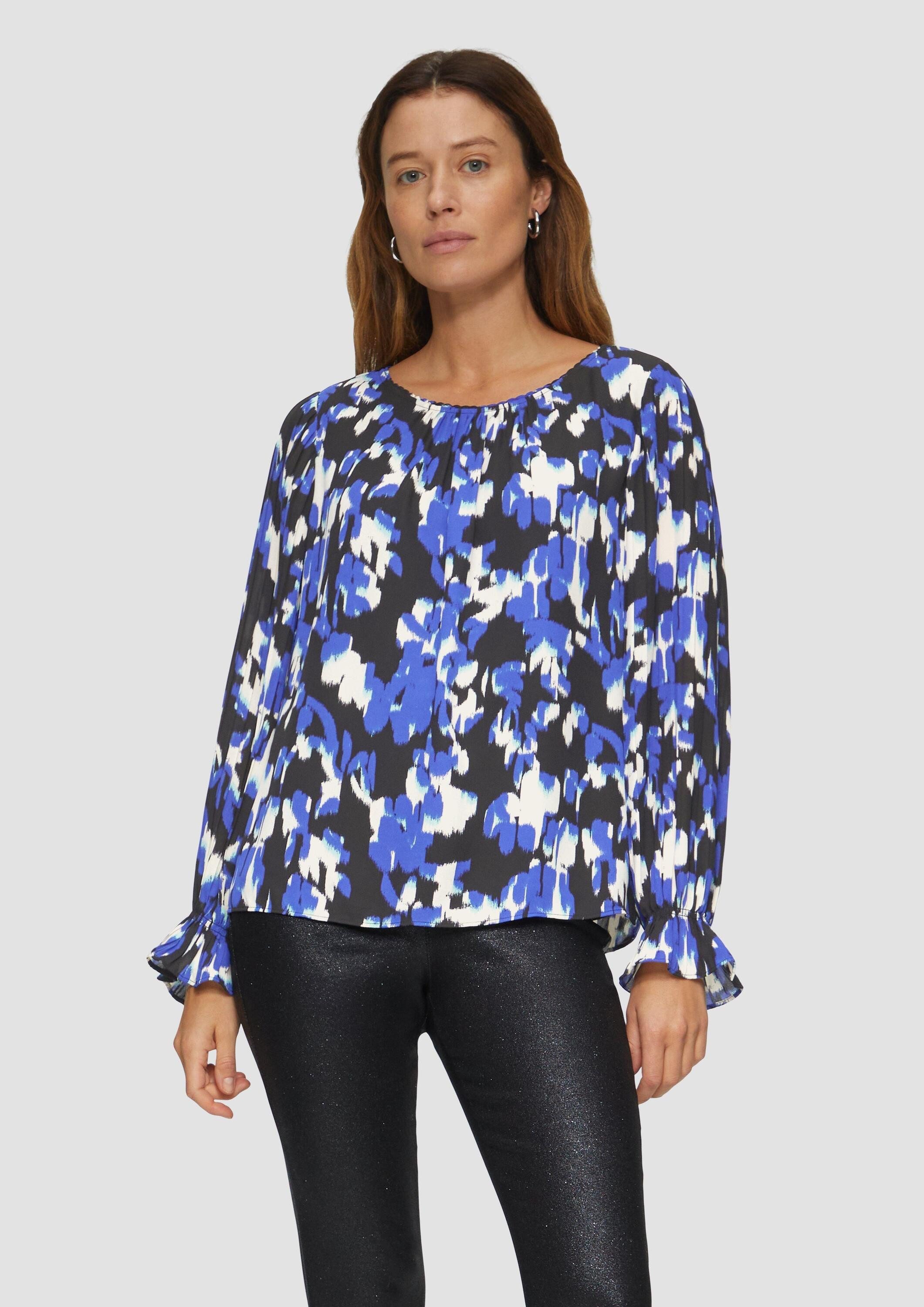 s.Oliver Langarmbluse Bluse Viskosebluse mit Plisseeärmeln günstig online kaufen