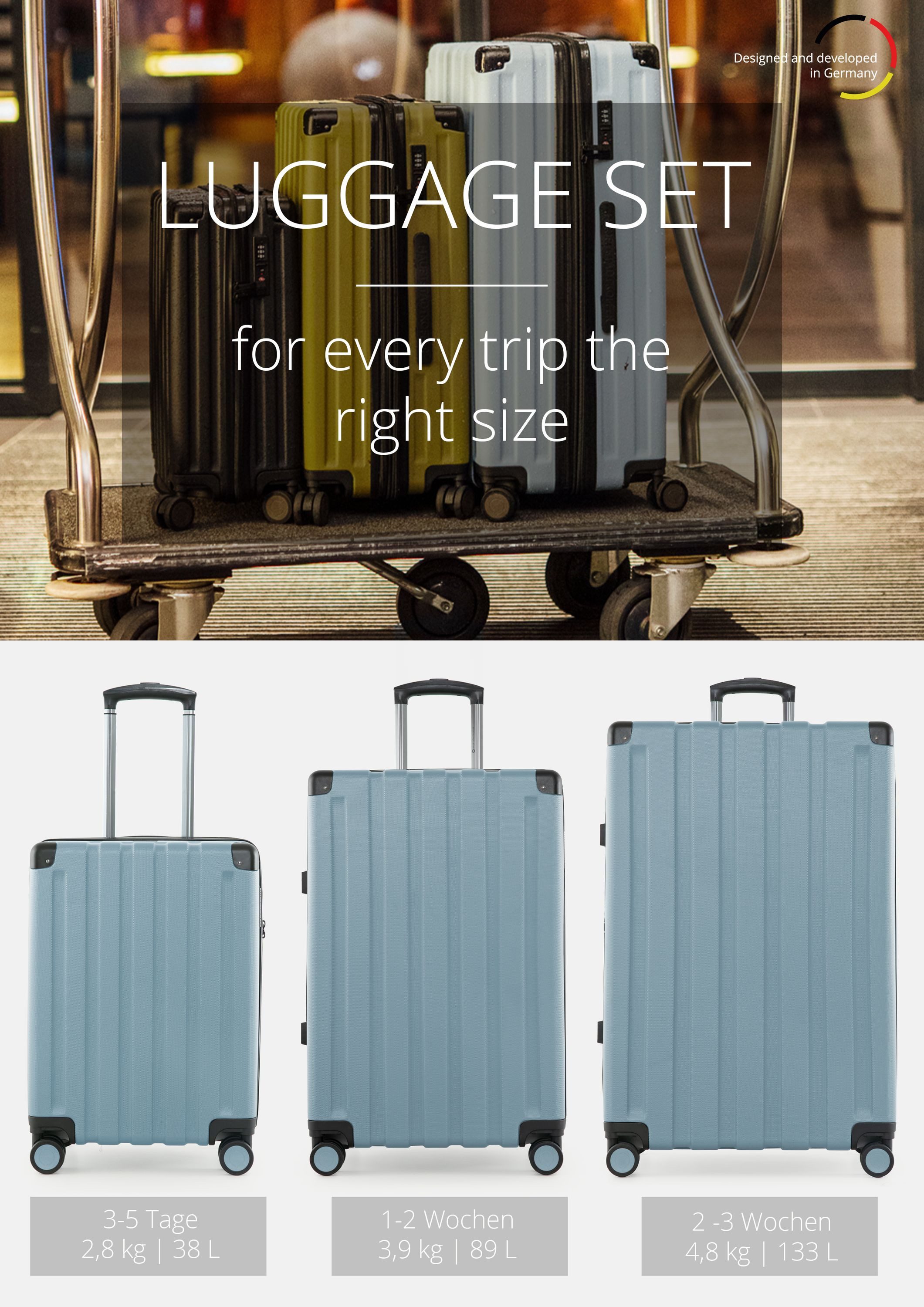 Hauptstadtkoffer Hartschalen-Trolley Q-Damm, 4 Rollen, 3 Koffer-Set Hartsch günstig online kaufen