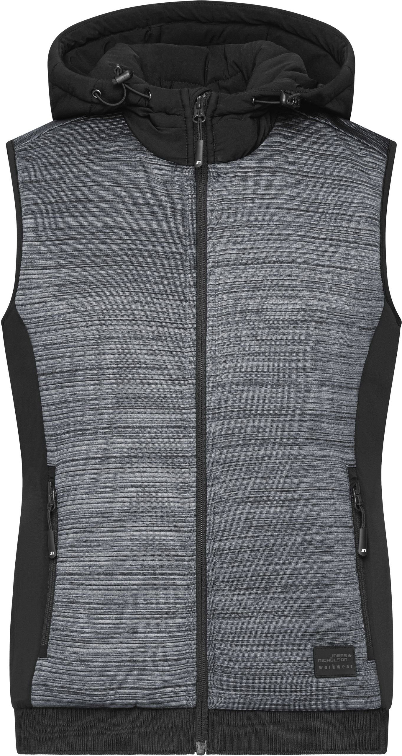 James & Nicholson Fleeceweste Damen Strickfleece Hybrid carbon Gilet melange/black