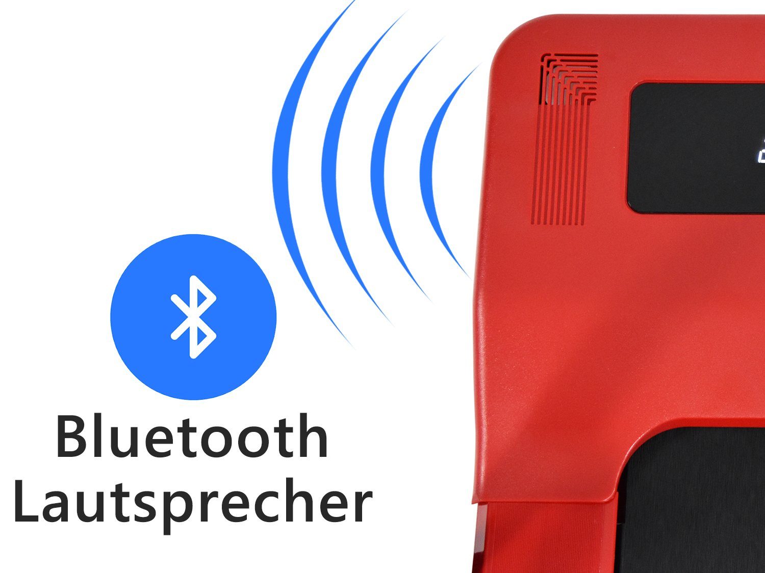 Maxofit Laufband Mini Laufband Bluetooth-Lautsprecher mit Schwarz MF-2 Walking Rot