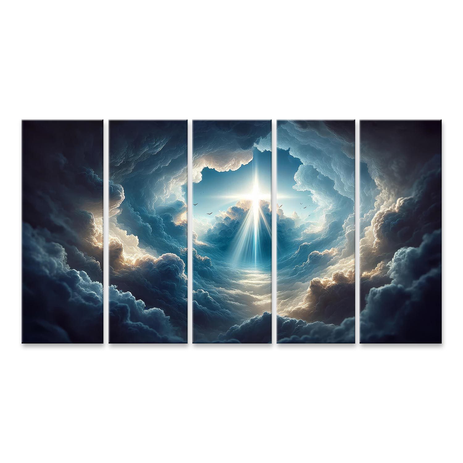 Leinwandbild Dramatischer Sonnenlichtausbruch: Himmel mit Kreuzformation