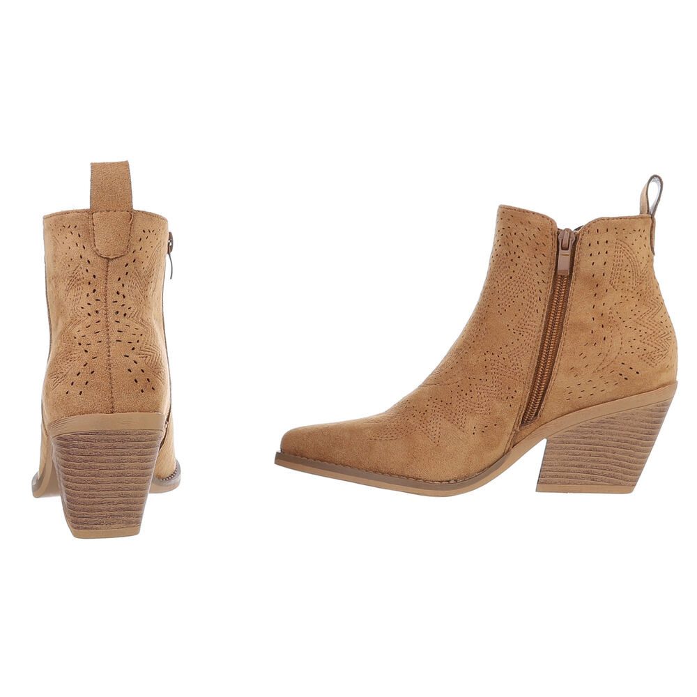 Ital-Design Damen Cowboyboots Western Westernstiefelette (88577282) Blockabsatz Stiefeletten in Camel