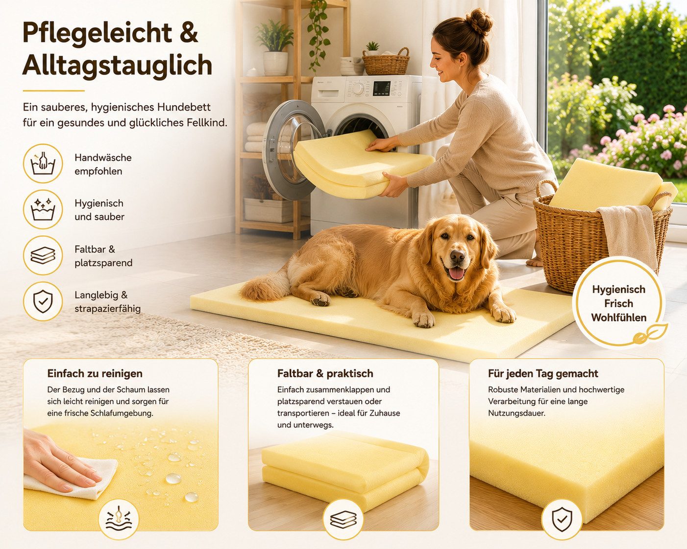 Best for Pets Hundematte Orthopädisches Hundebett – Memory Foam & Waschbar, 100% Polyester, Orthopädisch, Memory Foam, 3-Schicht-System, – Bild 3 von 5