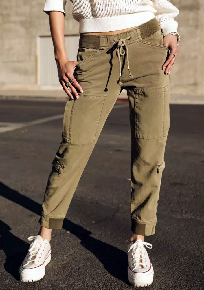 Freeman T. Porter Cargohose Celine Jazz deep lichen green Elastikbund mit T günstig online kaufen