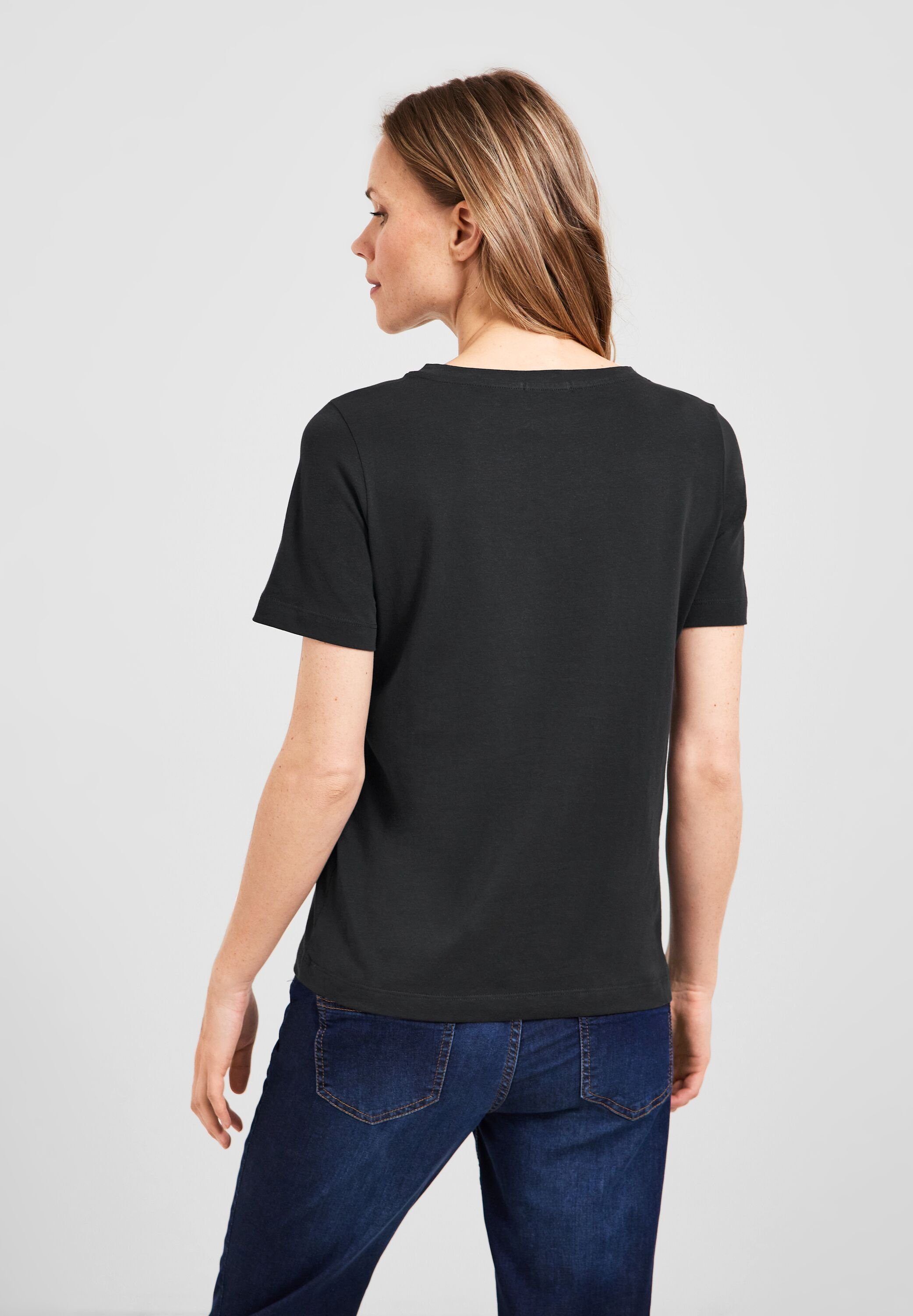 T-Shirt T-Shirt Grey (1-tlg) Nicht Carbon Vorhanden Fotoprint in mit Cecil Cecil