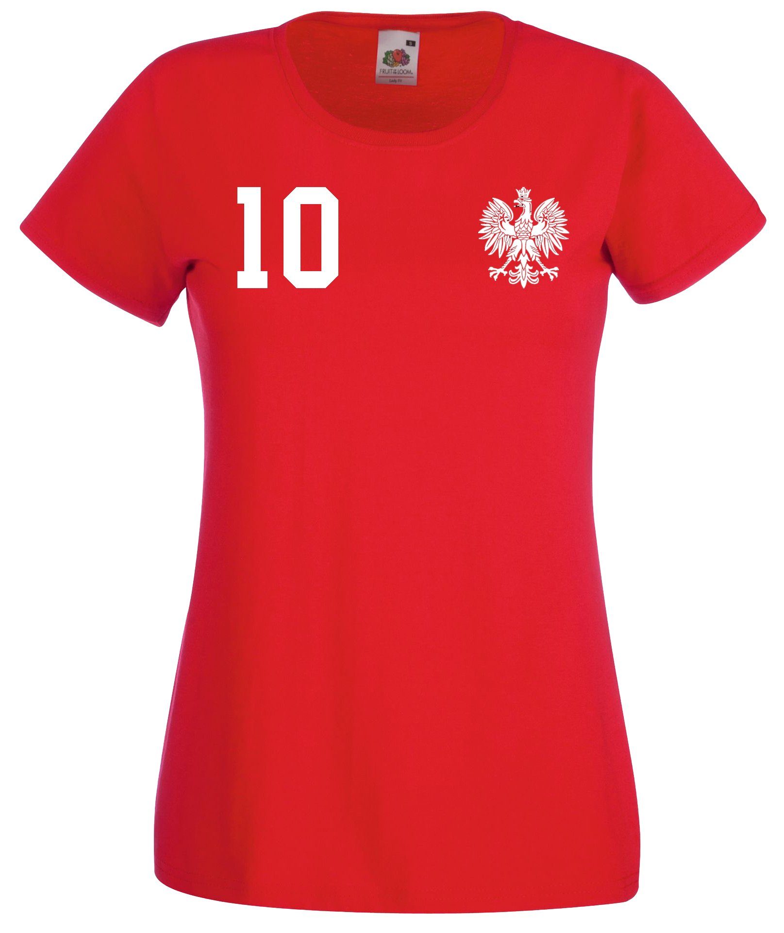 Youth Designz T-Shirt Polen Damen T-Shirt im Fußball Trikot Look mit trendigem Motiv