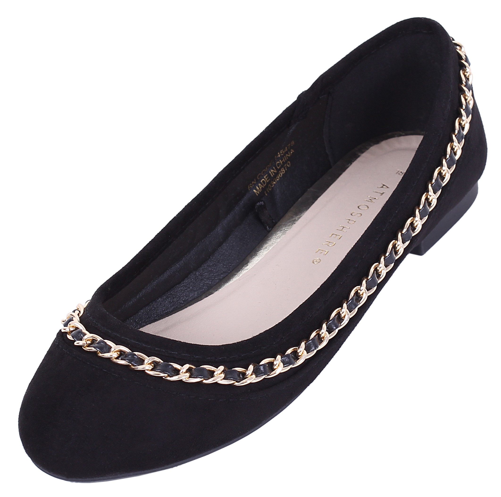 Sarcia.eu Schwarze Ballerinas aus Wildleder mit goldener Kette 39 EU / 6 UK Ballerina
