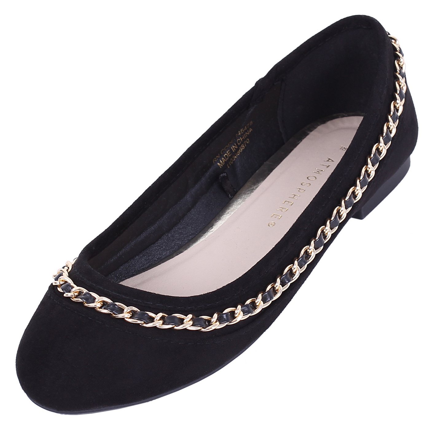 Sarcia.eu Schwarze Ballerinas aus Wildleder mit goldener Kette 39 EU / 6 UK Ballerina