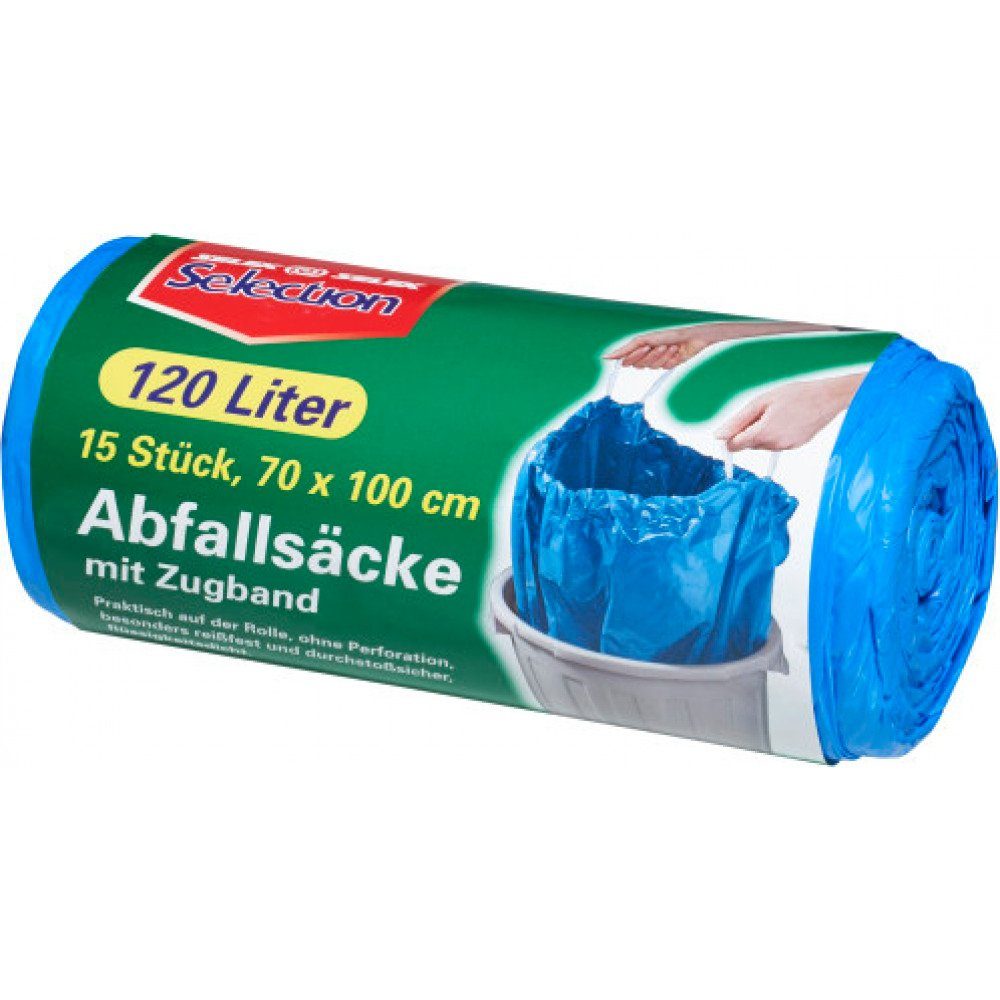 Selection Müllbeutel 4 x Selection Abfallbeutel mit Zugband 15 Stück - 120 Liter 70x100cm
