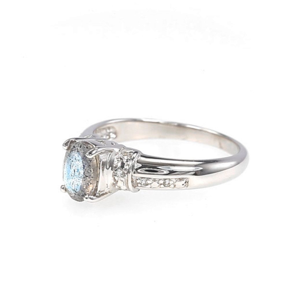 Cavill Silberring Cavill Spektrolith 0,57 ct Oval Silberschmuck mit Topasen (1-tlg)