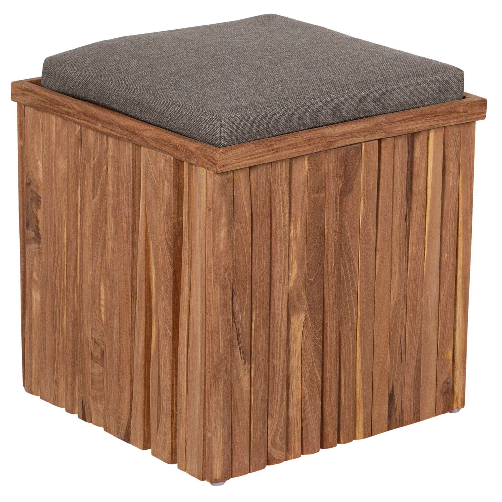 bene living Sitzhocker Oxford - Teakholz (1 St), inkl. Sitzpolster - als Hocker oder Beistelltisch nutzbar