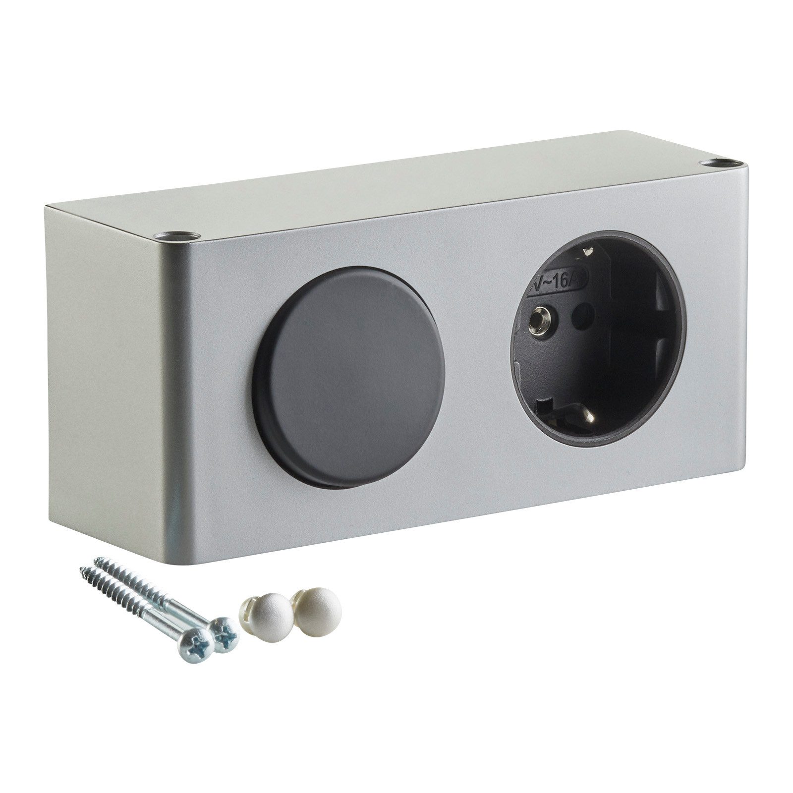 SO-TECH® Steckdose Powerbox für Spiegelschränke silbergrau inkl. Lichtschalter, 1-St., Stromversorgung für 12 V LED-Beleuchtung