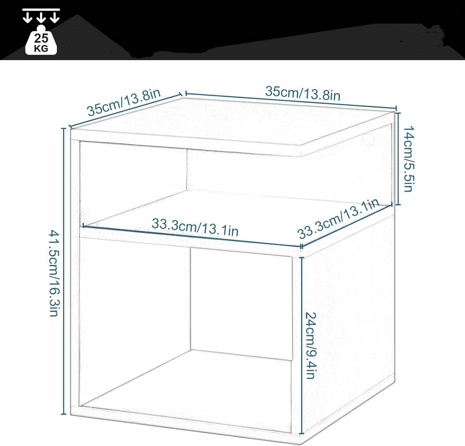 EUGAD Nachttisch (1-St), Beistelltisch mit 2 offene Fächer