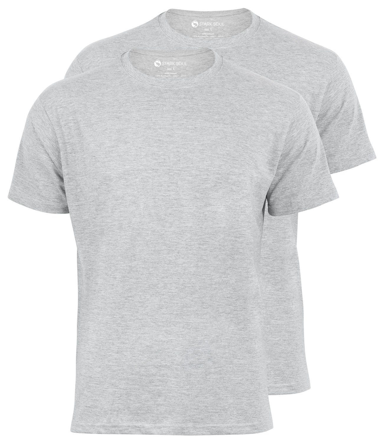 T-Shirt Stark Melange Soul® Baumwolle Pack T-Shirt, 2er Grau