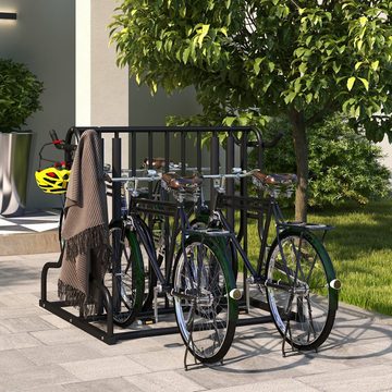 Durhand Fahrradständer Mehrfachständer Radständer wetterfest für bis 4 Fahrräder (Aufstellständer, 1-St., Ständer für Fahrrad), beidseitig, Stahl 90 x 80 x 80 cm, Schwarz