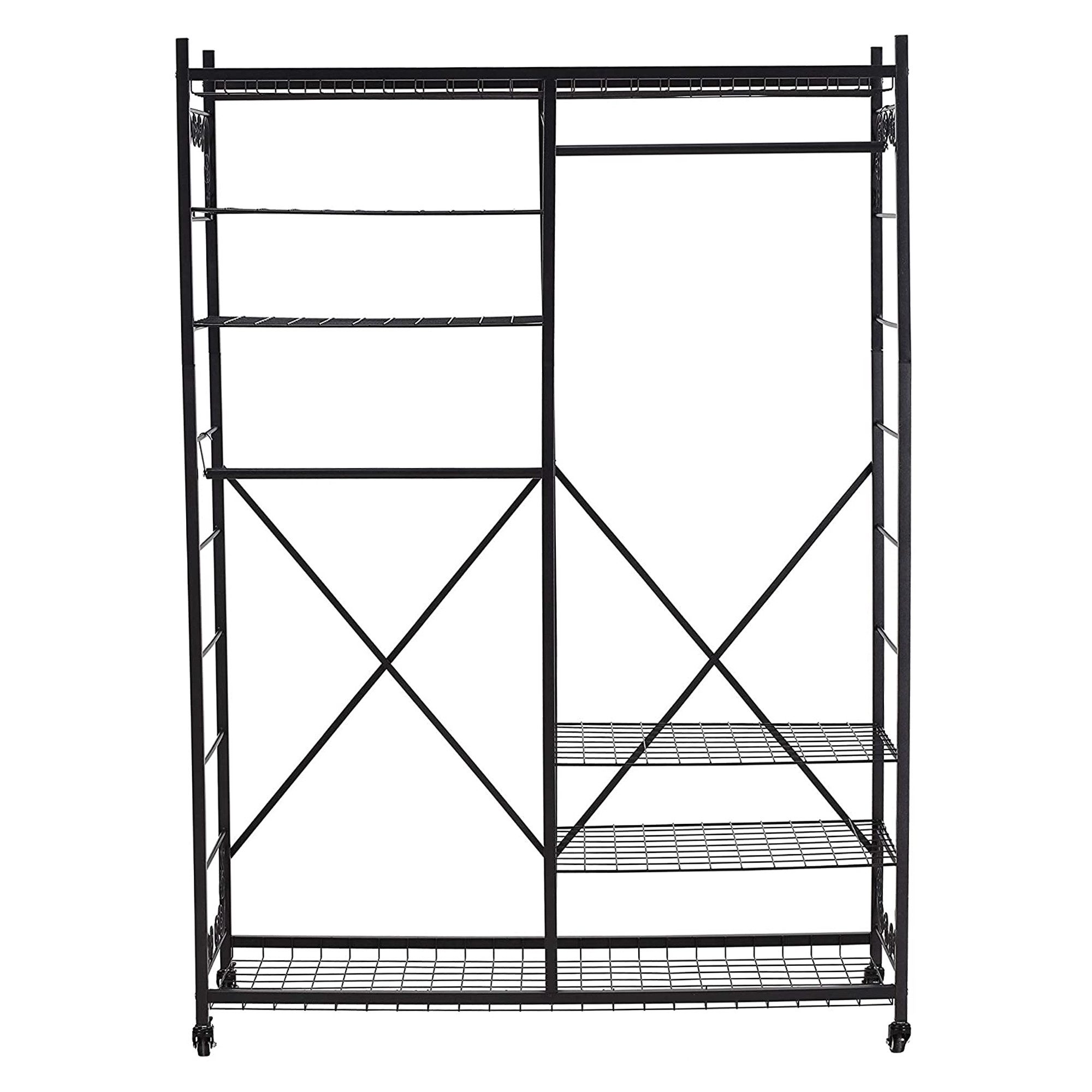 HomeGuru Kleiderständer Kleiderständer aus Metall, 4 Fachböden, Rollen, Ind günstig online kaufen