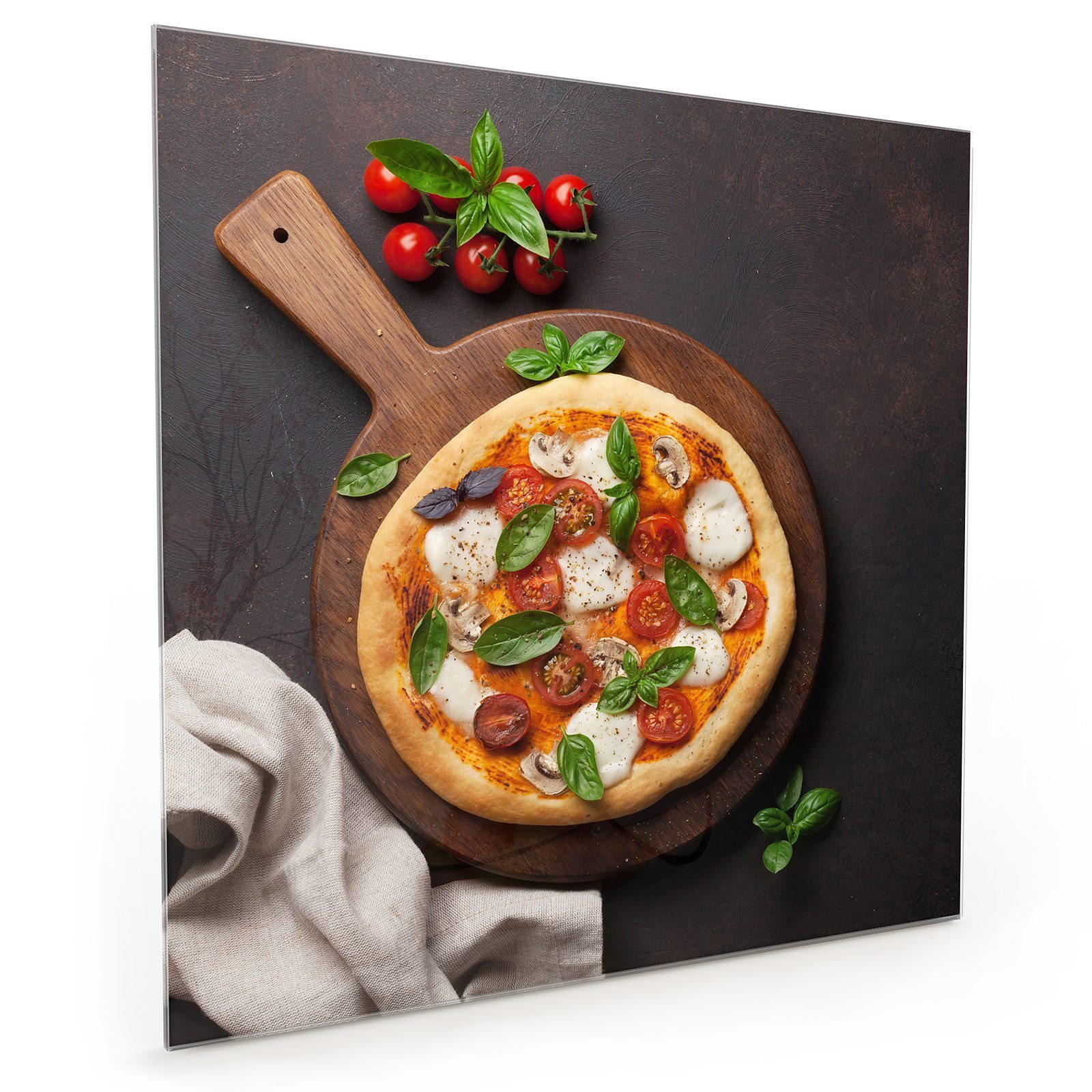 Küchenrückwand Primedeco Glas Pizza Motiv Spritzschutz Margerita mit Küchenrückwand