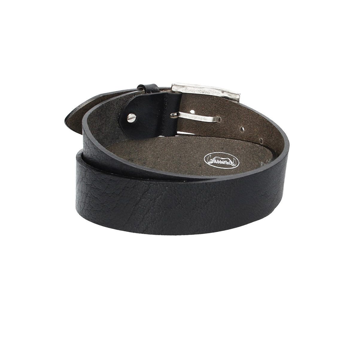 Leder Bazlen Ledergürtel Albbüffel in Schwarz 40mm mit Dornschließe in Silber (ALBBÜFFEL-SCHWARZ, 1-St) sehr weiches Vollrindleder