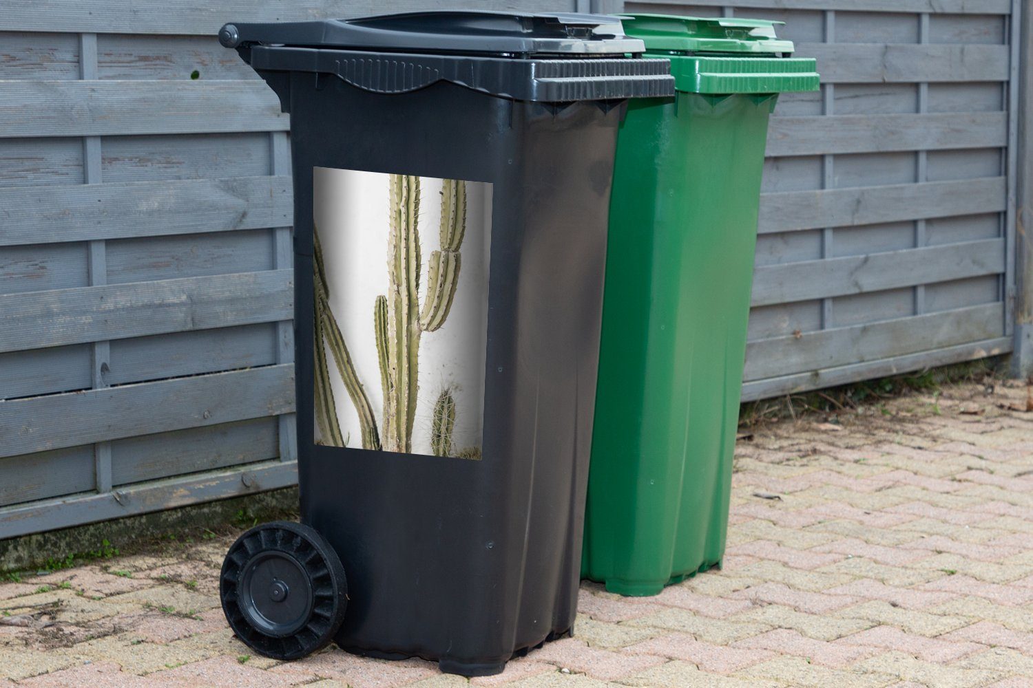 MuchoWow Wandsticker Kaktus - Mülleimer-aufkleber, Sukkulente St), - Weiß Abfalbehälter (1 Container, Sticker, Mülltonne