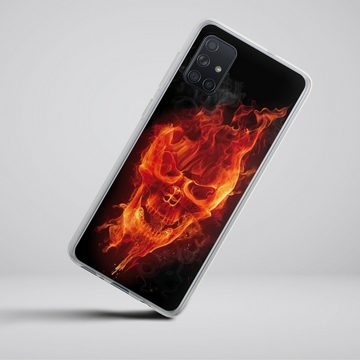 DeinDesign Handyhülle Totenkopf Feuer Schädel Burning Skull, Samsung Galaxy A71 Silikon Hülle Bumper Case Handy Schutzhülle