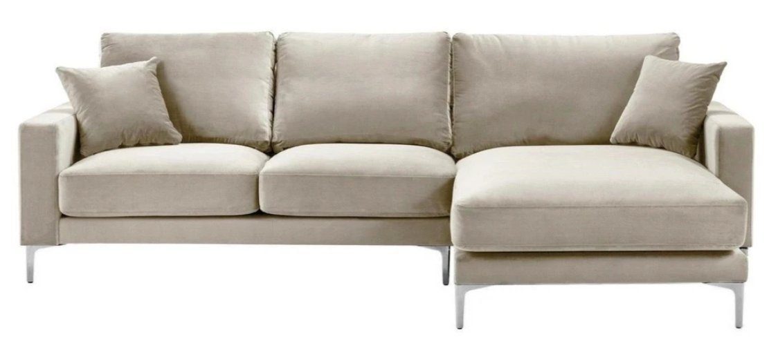 Beige Couch Couchen Polster Wohnzimmer Ecksofa Sofa Design Stoff Ecksofa, JVmoebel