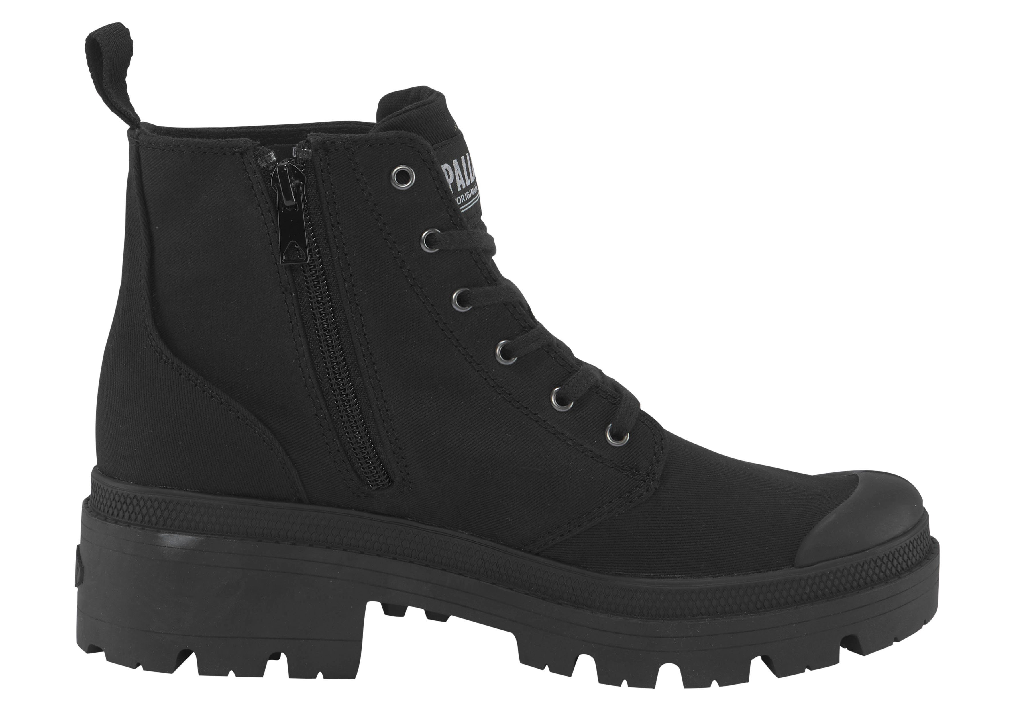 Palladium PALLABASE TWILL Schnürstiefelette Schnürstiefel, Schnürboots aus Canvas mit Reißverschluss