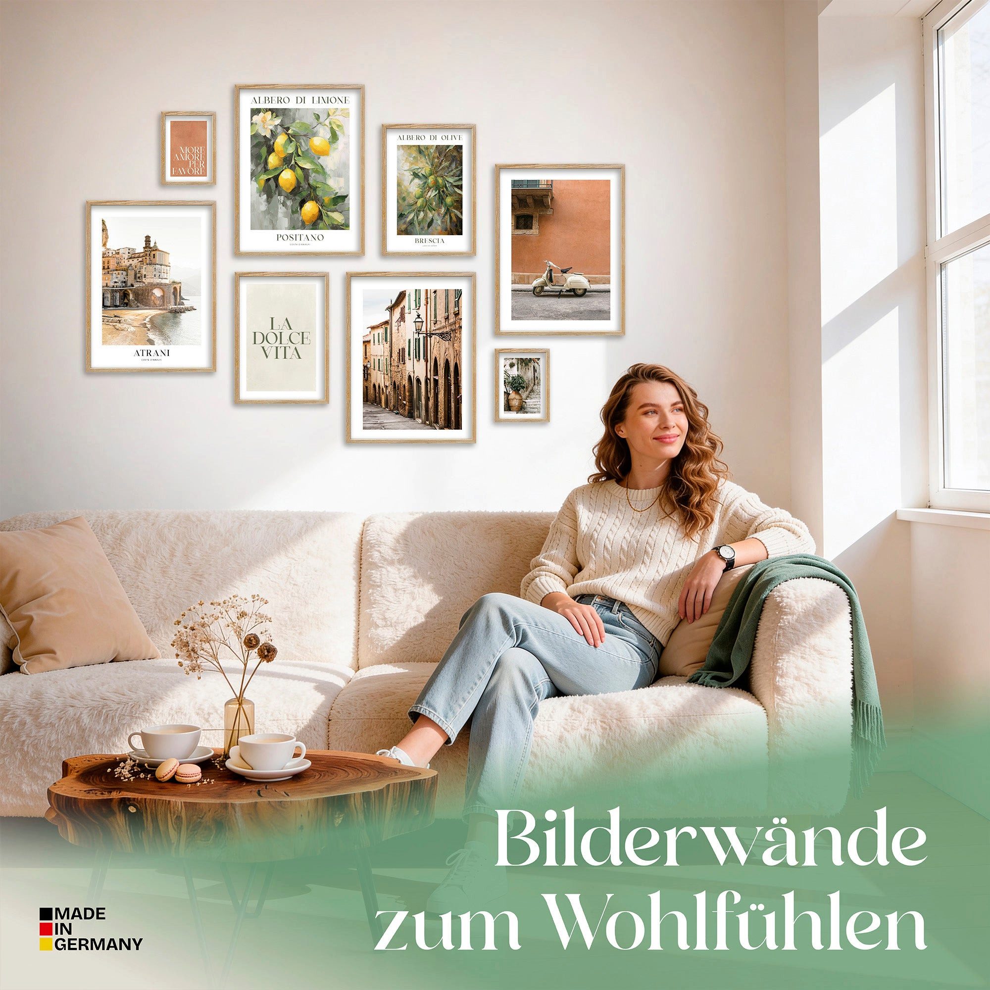 ARTFAVES Bilder-Collage Poster Set La Dolce Vita Italy I mehrteilige Bilderwand I Wandbilder I, (Wandbilder modern, 8 St)