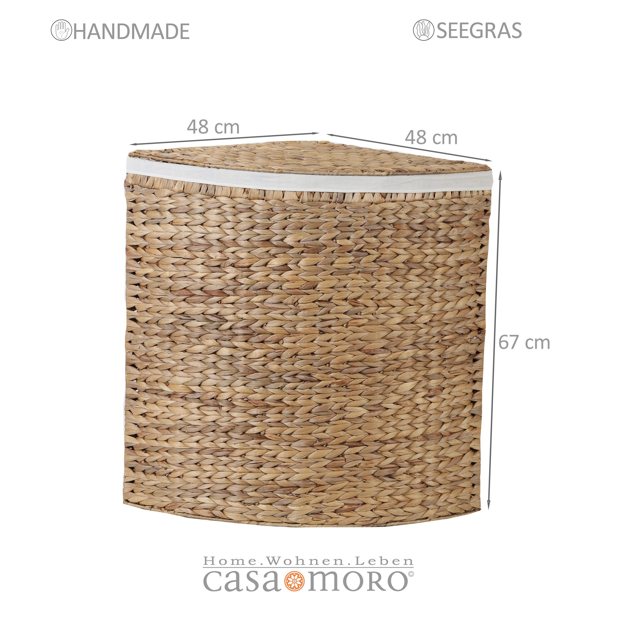 Casa Moro Wäschekorb Eckwäschekorb mit Deckel & Wäschesack aus Seegras gefl günstig online kaufen