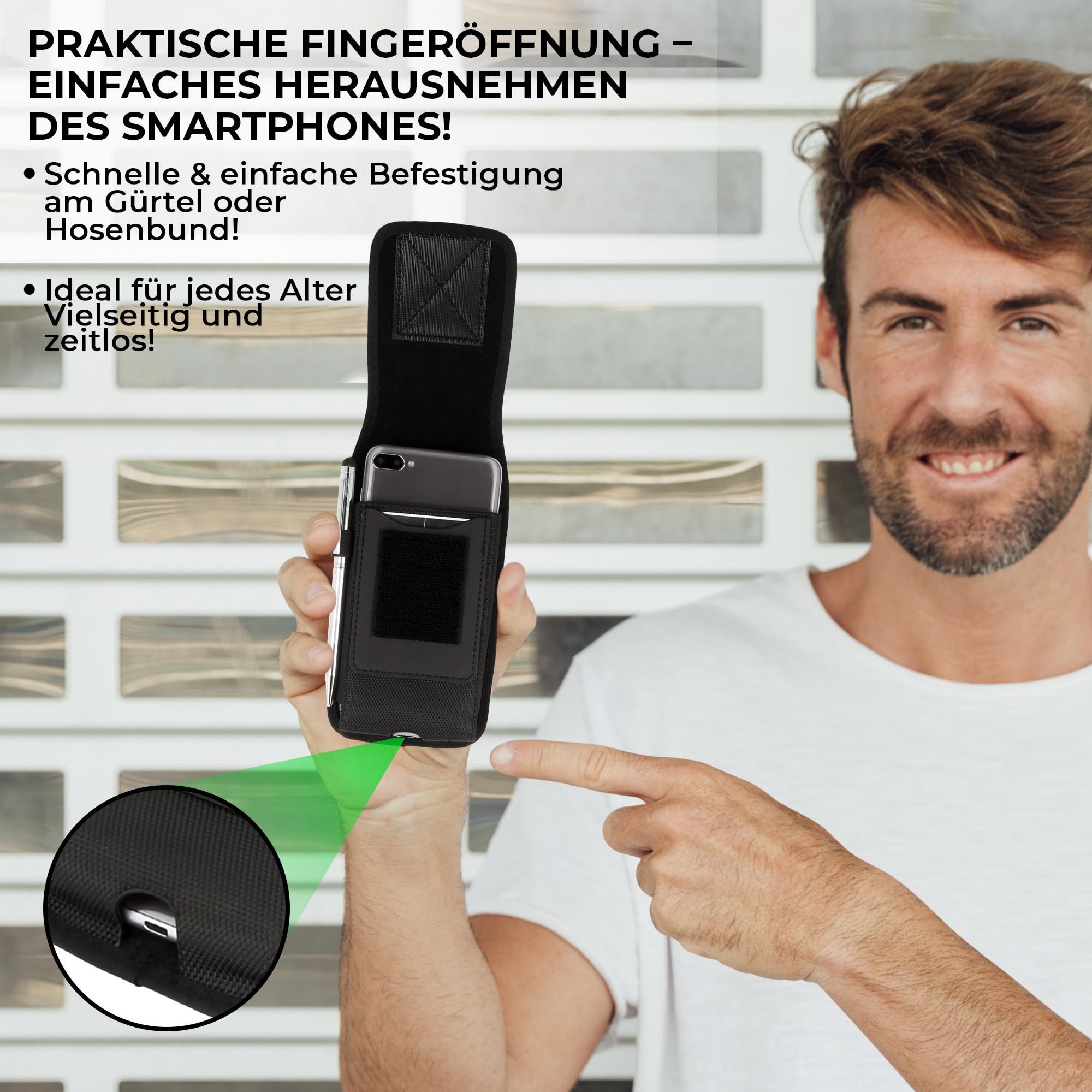 XiRRiX Gürteltasche Handytasche Gürtel - Smartphone Tasche Gürteltasche – Handy Holster (Smartphone Tasche kompatibel mit iPhone 17, 17 Pro, 17 Pro Max, Air, schwarz), mit Gürtelschlaufe, ideal für die Arbeit!