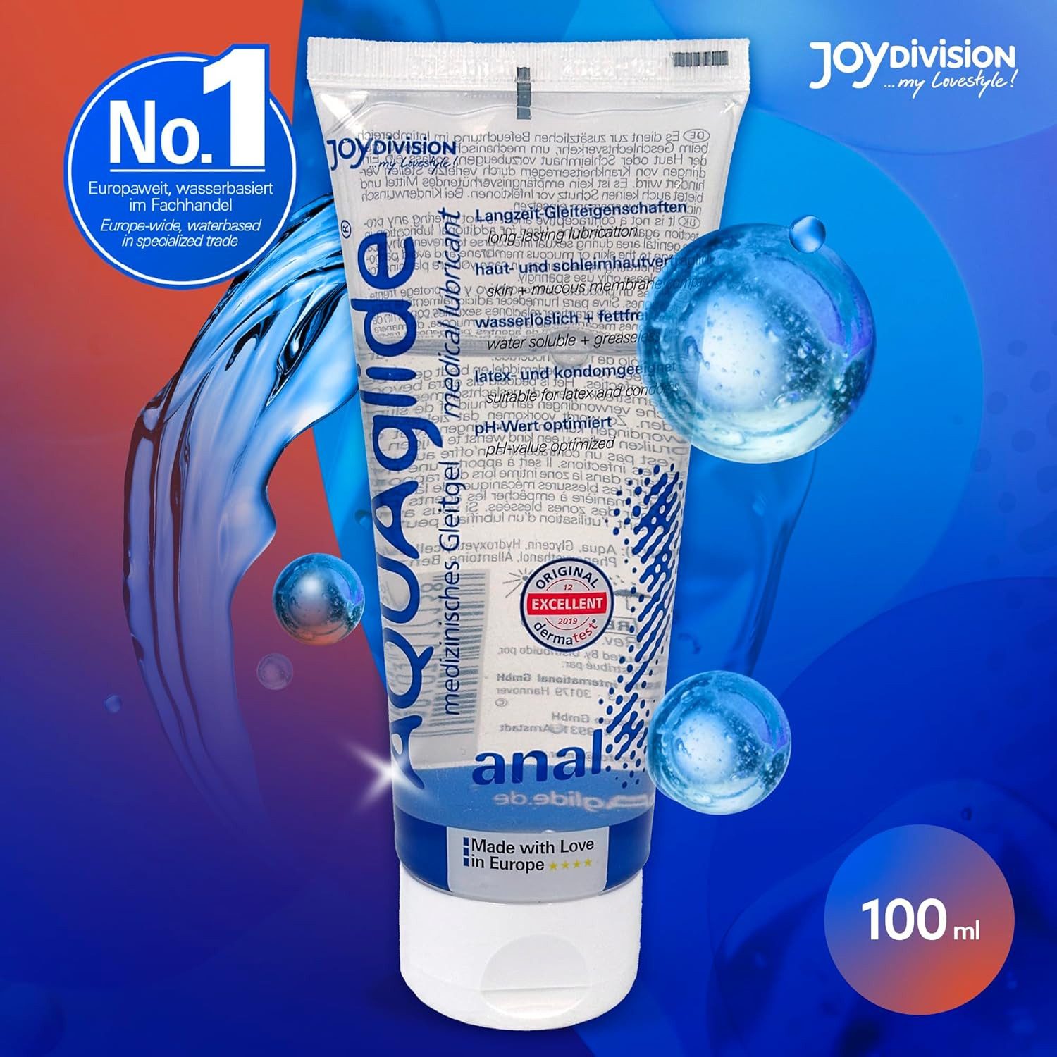 JOYDIVISION Analgleitgel AQUAglide Anal, wasserbasierend, kristallklar, extra viskos, wasserbasierend