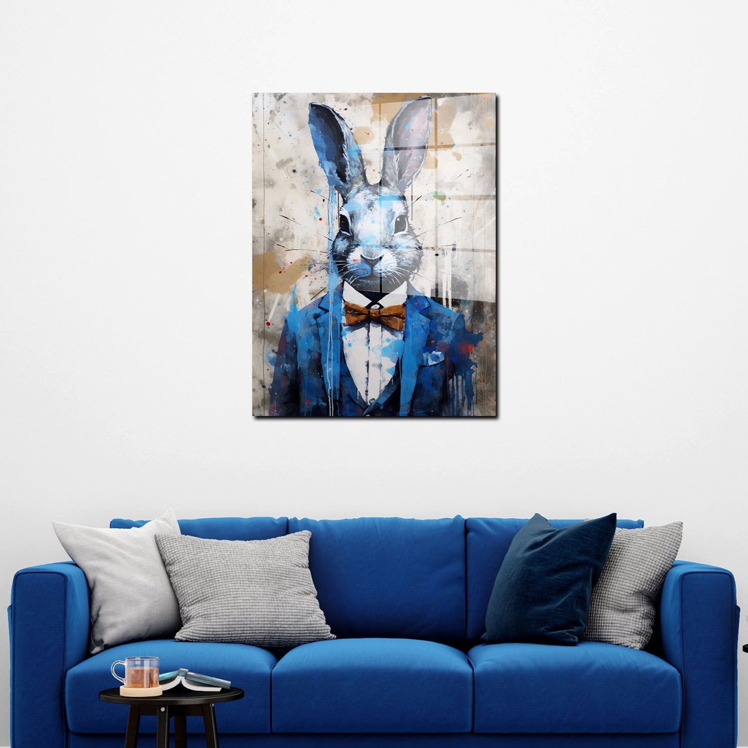 Artedinoi Acrylglasbild Hase Acrylglasbild Wandbild Pop Art Abstrakt Bunt Tier Deko XXL, Abstrakter Hase in leuchtenden Farbflächen